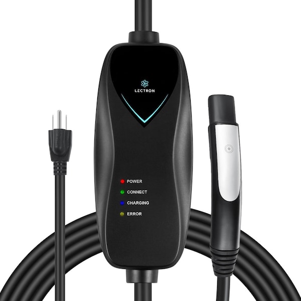 Lectron Level 1 Tesla Charger - 110V, 15 Amp, NEMA 5-15 Plug, 16 ft Extension Cord LECHG5-15-15ATSLBLKUS - main
